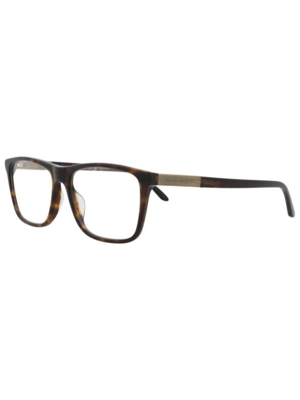 New Alexander McQueen Mens Square/Rectangle Havana Gold Transparent Fashion Desi